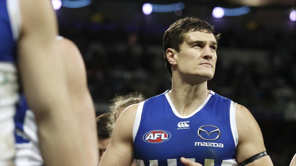 ST21GeNM19DB1724.jpg Scott Thompson was in the wars during North's clash with Geelong - AFL,North Melbourne Kangaroos,Scott Thompson
